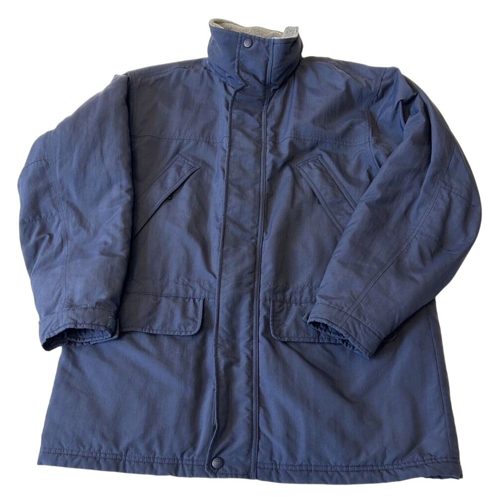 VTG L.L. Bean Coat Men's Blue Winter Hidden Hood Insulated Parka Size M